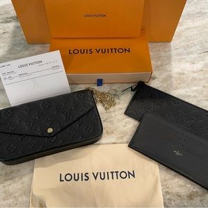 AUTHENTIC Louis Vuitton Felicie Pochette Monogram Empreinte Leather Black